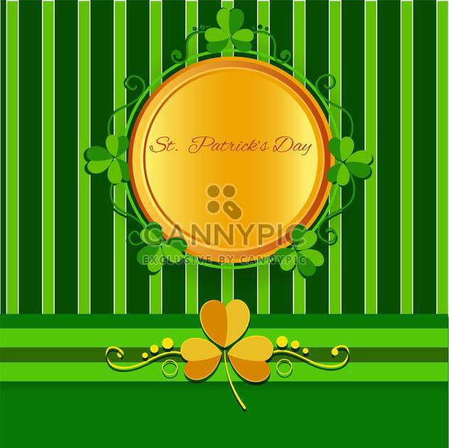 St Patricks day background with round frame and clover leaves - vector gratuit #130065 