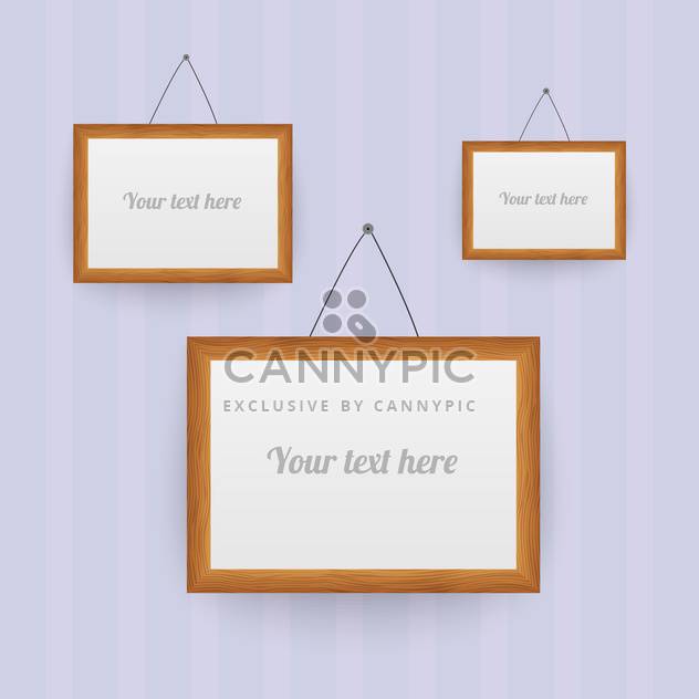 Vector set of wooden frames on the wall - vector gratuit #130155 