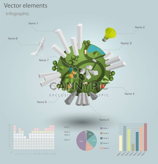 industrial infographic elements with residential areas - vector gratuit #130495 
