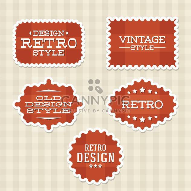 Vector vintage retro red labels on checkered background - бесплатный vector #130535