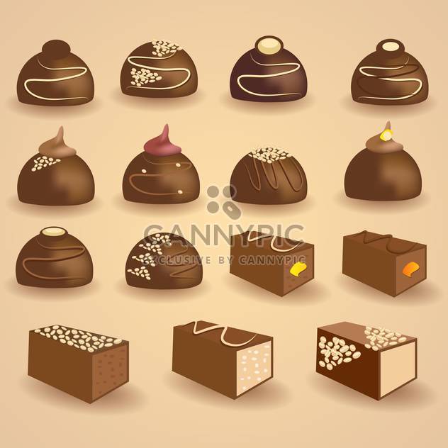 Vector set of chocolate candies on beige background - vector gratuit #130765 
