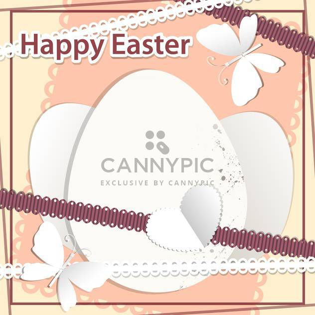 happy easter vector illustration with white eggs and butterflies - vector gratuit #130785 