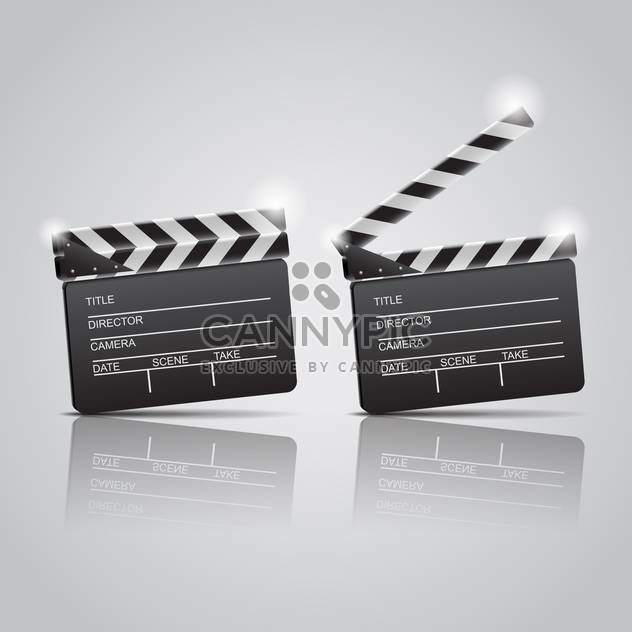 Film clap boards cinema on grey background - vector gratuit #130815 