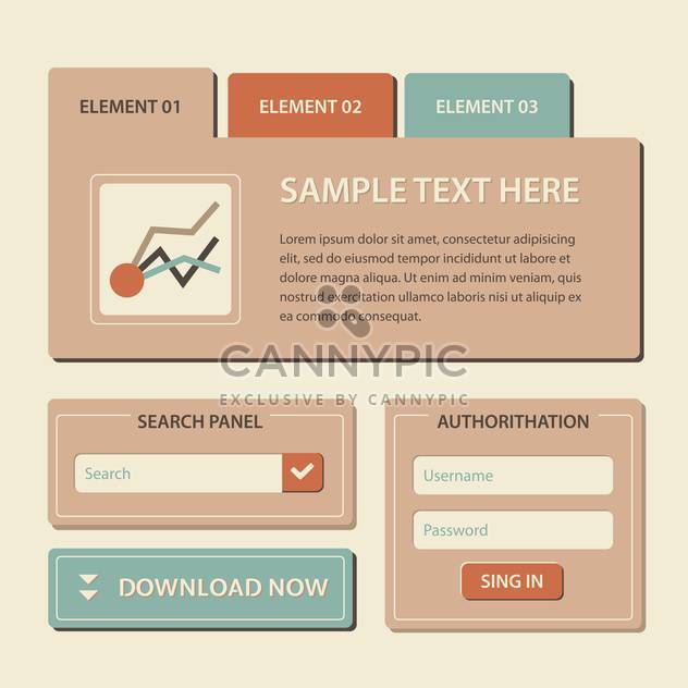 Web site design template navigation elements with icons set - Kostenloses vector #131045