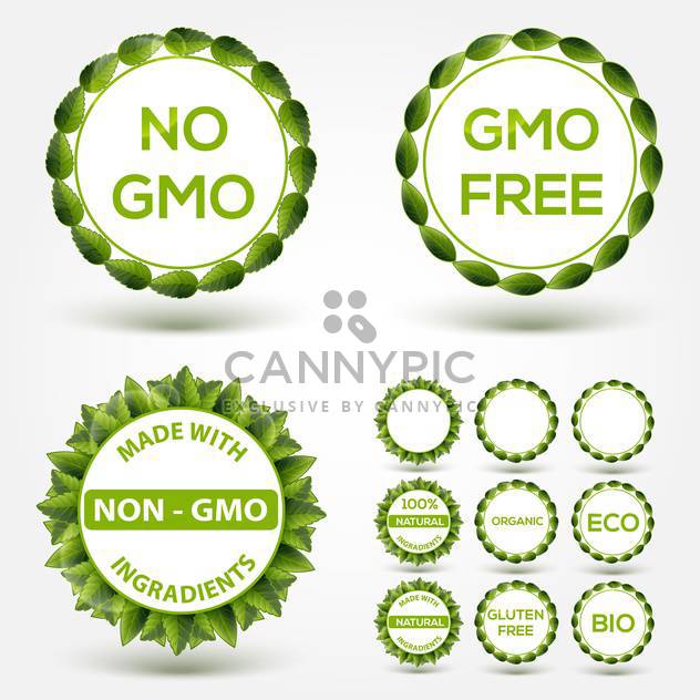 No GMO food label stickers - Free vector #131195