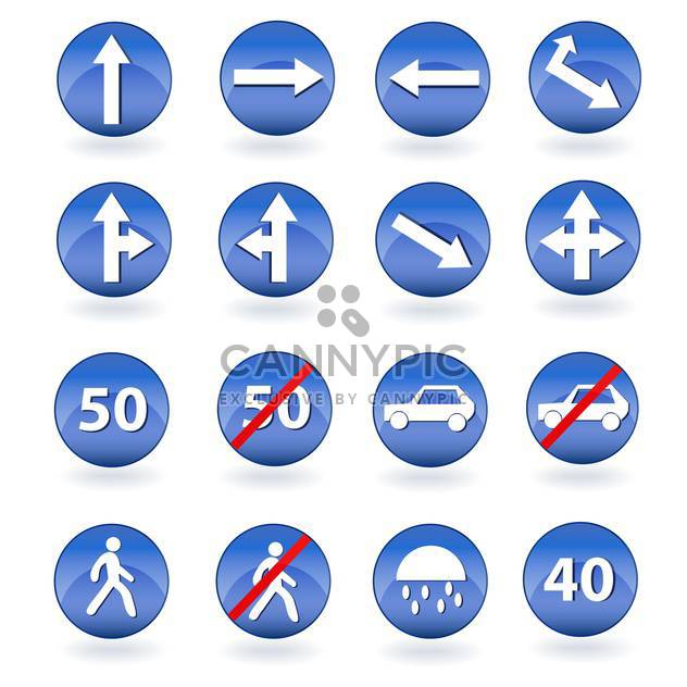 Circle blue road signs vector illustration - Free vector #131265
