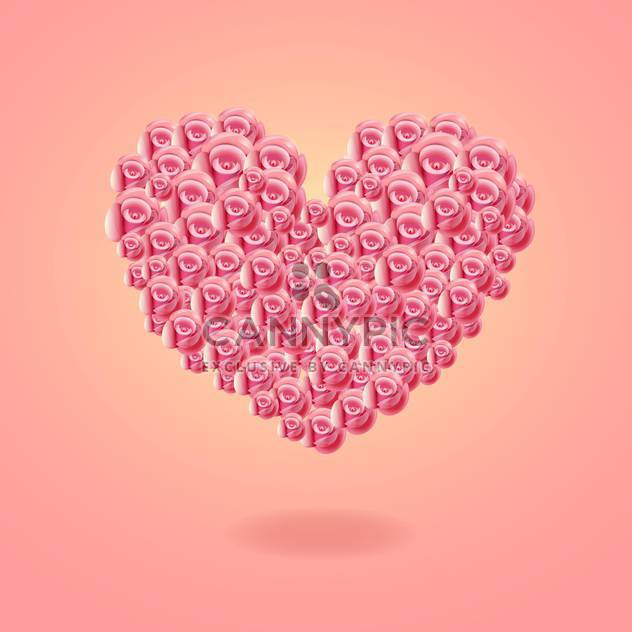 Heart card made of roses on pink background - vector gratuit #131495 