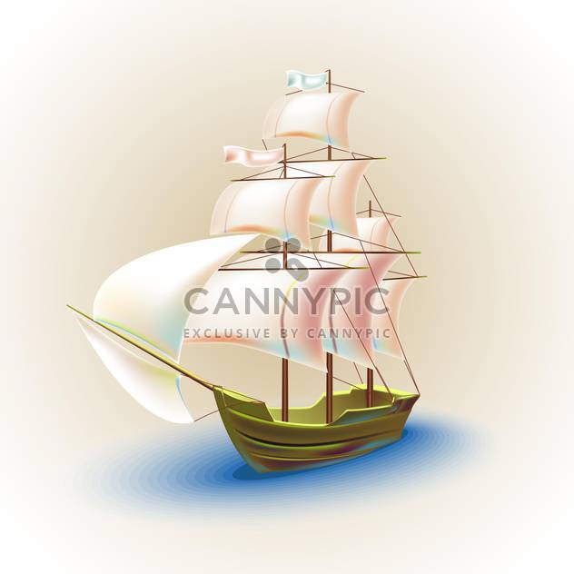 Old ship with sails in the sea vector illustration - vector #131955 gratis
