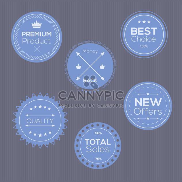 Set of vintage blue badges and labels on black background - vector gratuit #132315 