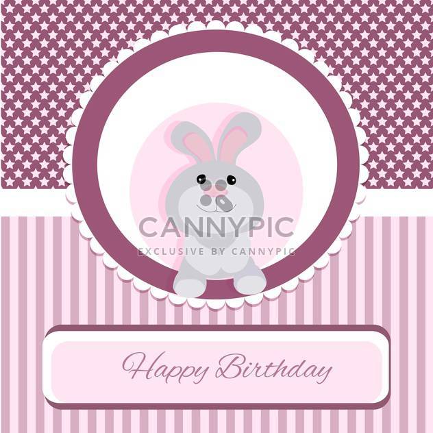 happy birthday greeting card with rabbit - vector gratuit #133445 