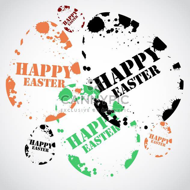 happy easter holiday stamp - vector gratuit #134135 