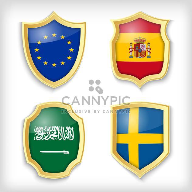 set of shields with different countries stylized flags - Kostenloses vector #134515