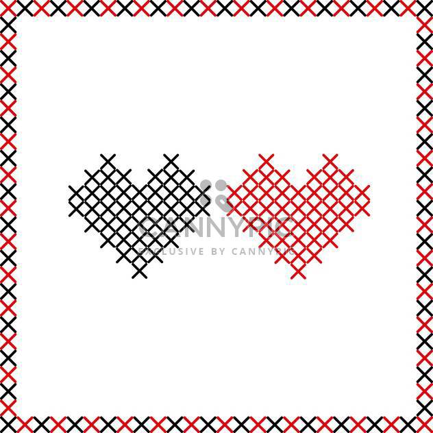 embroidered valentine hearts background - vector gratuit #134855 