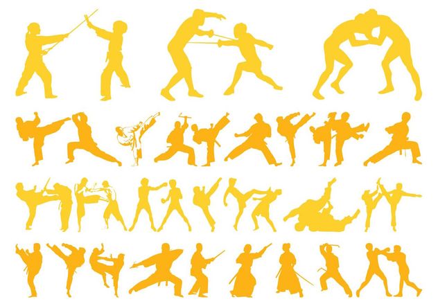 Martial Arts Silhouettes Graphics - Free vector #139005