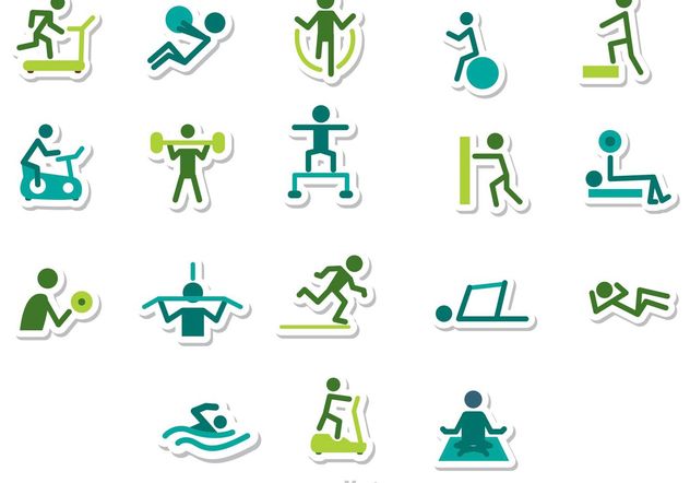 Fitness Stick Figure Icons Vector Pack - Kostenloses vector #139125