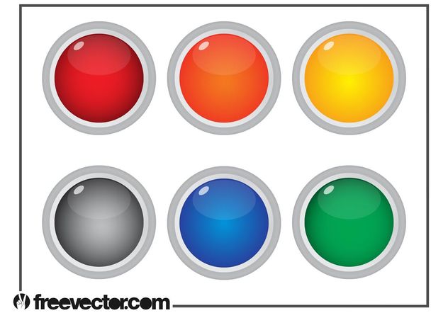 Colorful Round Buttons - vector gratuit #140275 