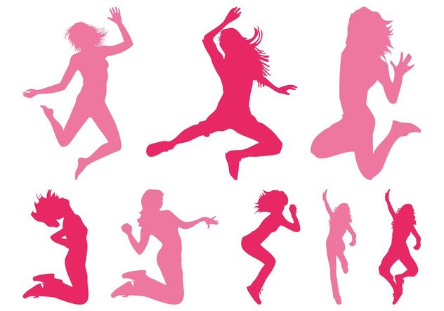 Jumping Girls Silhouettes - Free vector #141375