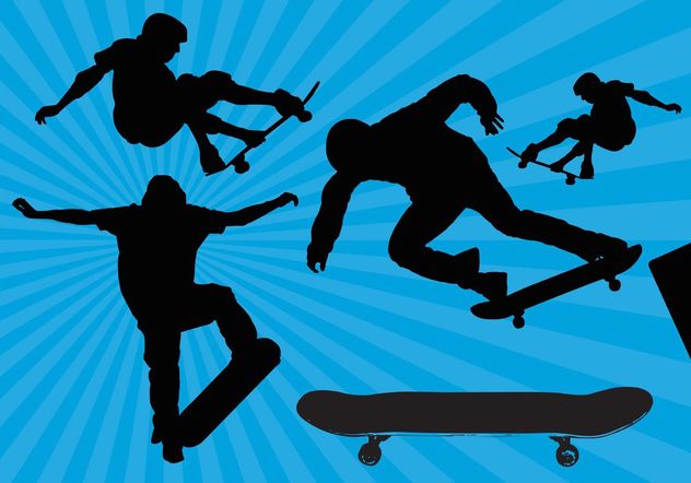 Skateboard Silhouette Vectors - vector gratuit #148935 