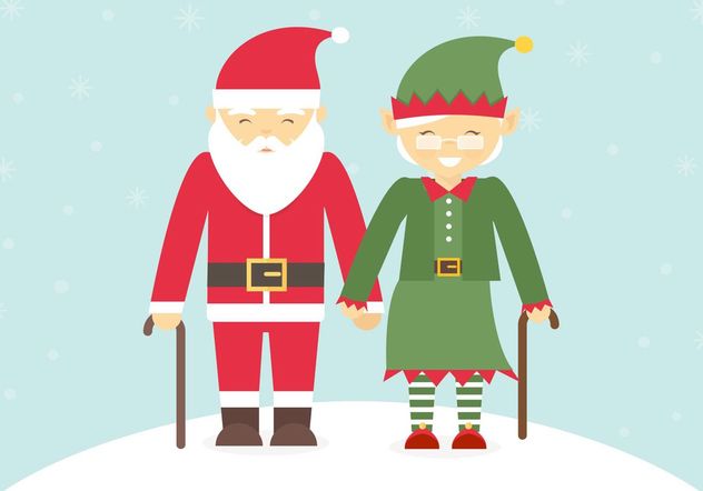 Free Senior Couple Dressed In Christmas Costumes Vector - vector gratuit #149355 