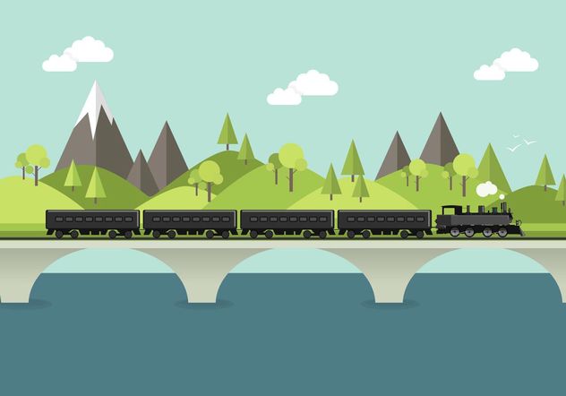 Free Steam Train In Landscape Vector - бесплатный vector #152575