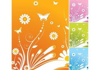 Spring Flowers Butterfly Vector - бесплатный vector #153075
