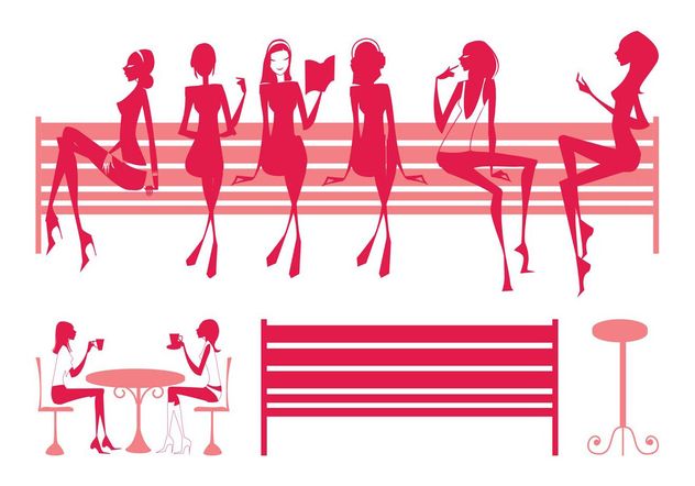 Sitting Girls Silhouettes - vector #155695 gratis