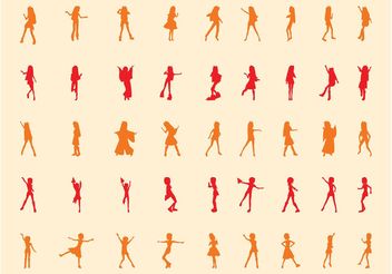 Happy Girls Silhouettes - Kostenloses vector #156425