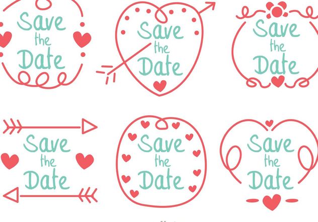 Hand Drawn Save The Date Vector Pack - Kostenloses vector #156645