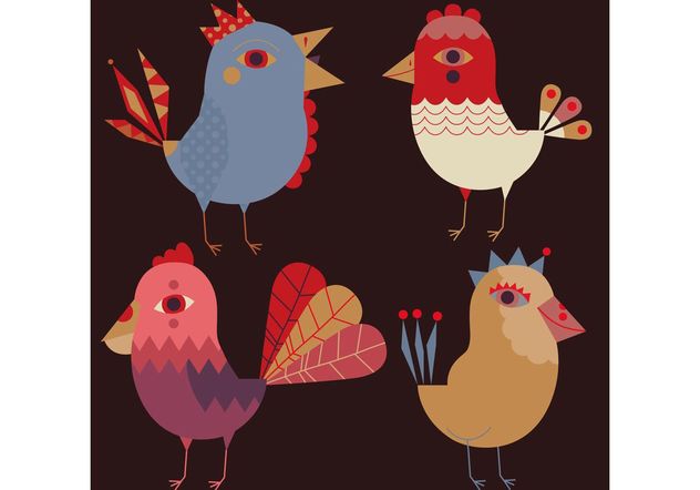 Decorative Bird Vectors - vector gratuit #157795 