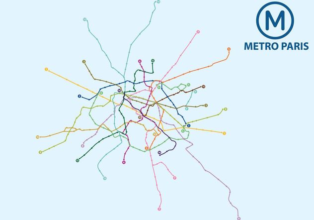 Metro Paris Map Vector - бесплатный vector #159685