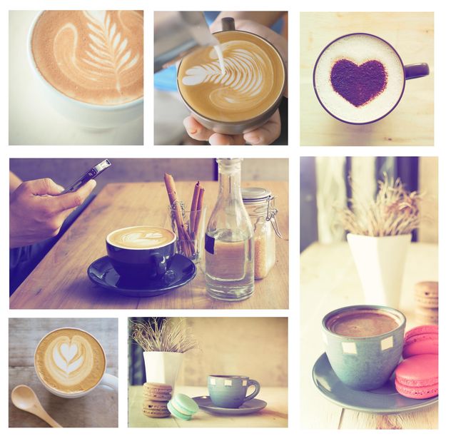 Collage of photos with coffee and latte - бесплатный image #187015