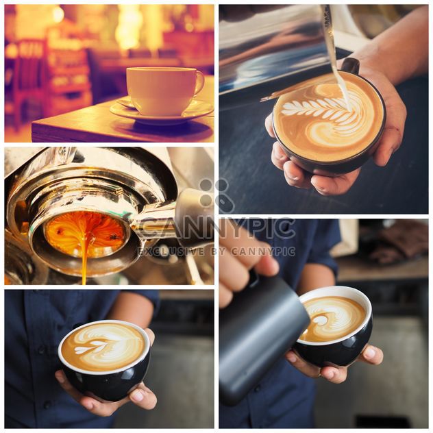 Collage of photos with coffee art - image #187065 gratis