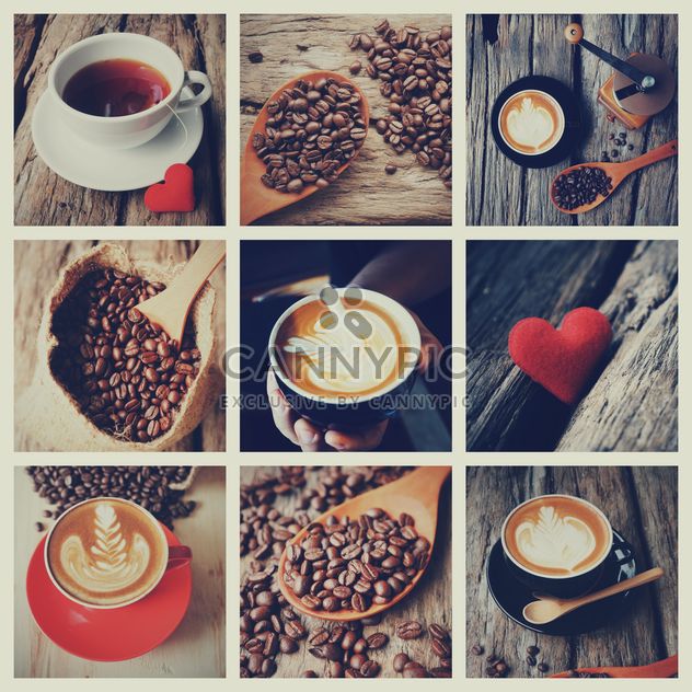 Collage of photos with coffee, vintage color - бесплатный image #187095