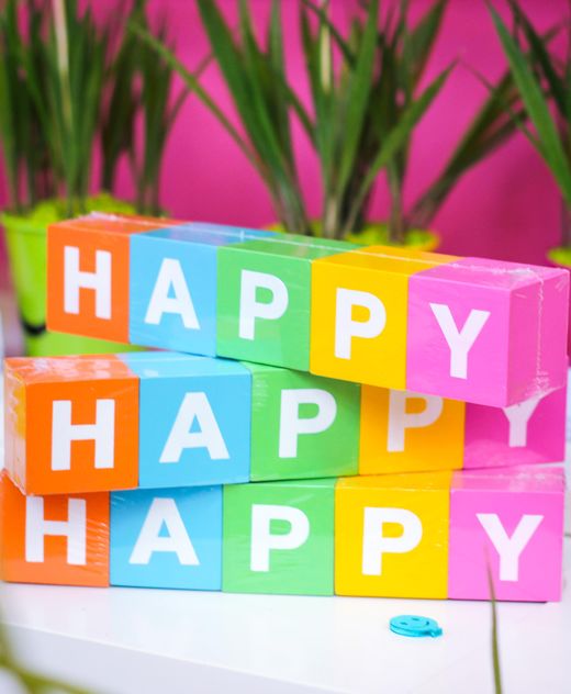 colorful letters happy from blocks - image gratuit #187385 