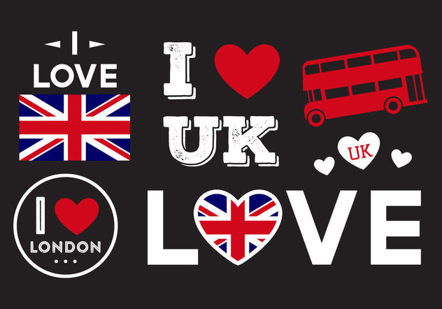 I Love UK Ilustrations - vector gratuit #200215 