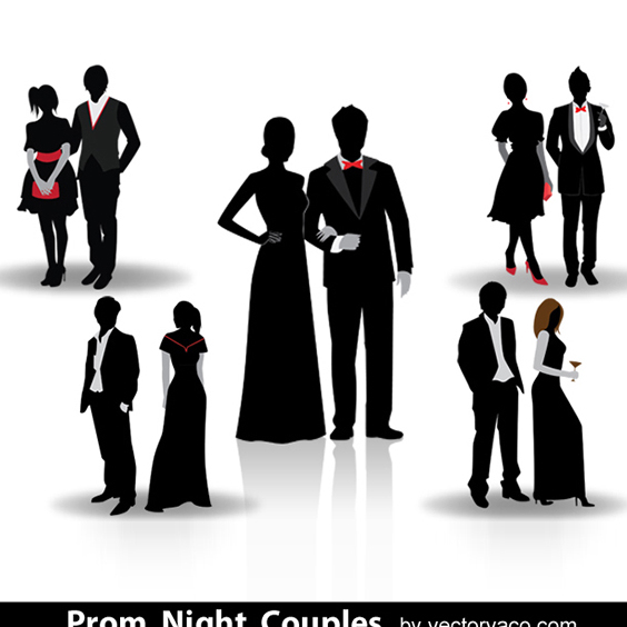 Free Vector Prom Night Couple Silhouette - Free vector #202625