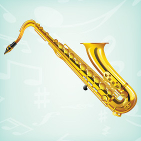 Realistic Saxophone Vector - Free vector #203155