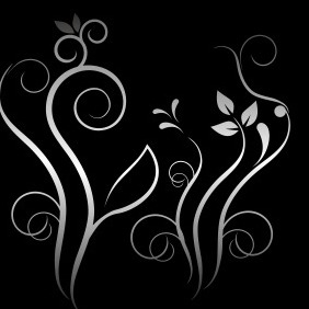 Floral Ornament On Black - vector gratuit #204345 