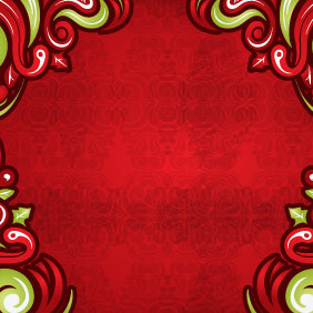 Swirls On Red Background - vector gratuit #206735 