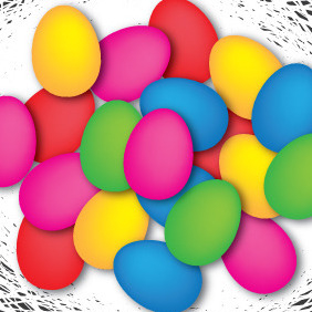 Easter Basket With Colored Eggs - бесплатный vector #208535