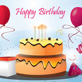 Birthday Cake Vector By Vectorvaco.com - vector gratuit #209445 