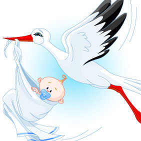 Stork With Baby - бесплатный vector #211995