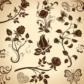 Vintage Floral Elements - Free vector #212185