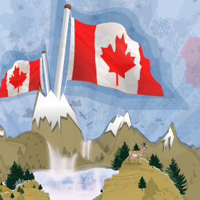 Canadian Landscape Postcard - бесплатный vector #216475
