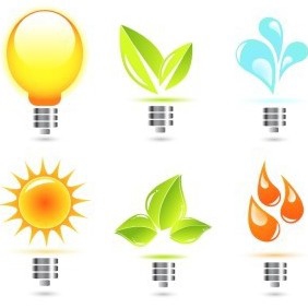 Light Bulbs With Various Elements - Free vector #217405