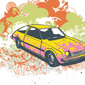 Grunge Hatchback Vector Illustration - Kostenloses vector #223645