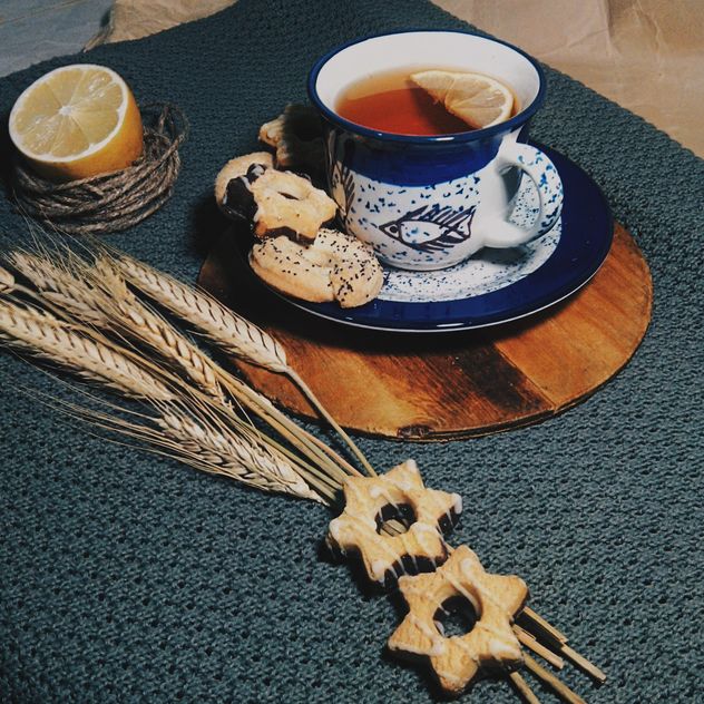 #Mirta, tea, cookies, sweets, lemon, rope, dry wheat - image gratuit #272175 