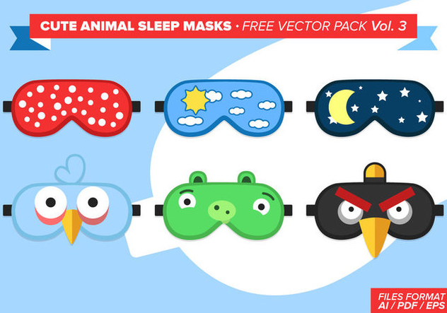 Cute Animal Sleep Masks Free Vector Pack Vol. 3 - Free vector #297905