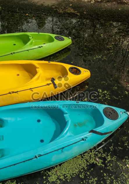 Colorful kayaks docked - image #301665 gratis