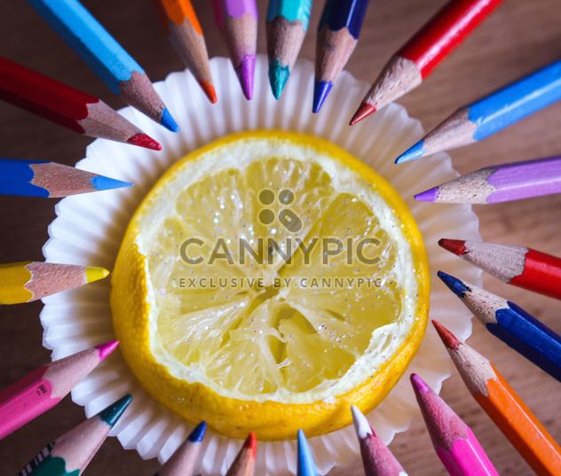 Colorful pencils and lemon - Free image #302835